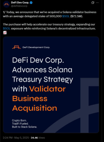 Defi dev corp kopen solana validator