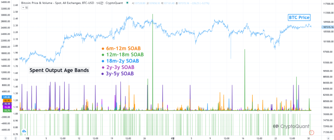 Bitcoin besteedde output leeftijdsbanden metriek. 